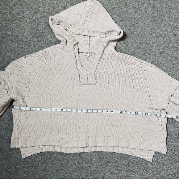 POL Oversized Chunky Knit Hooded Sweater Bishop Sleeves - Picture 7 of 7